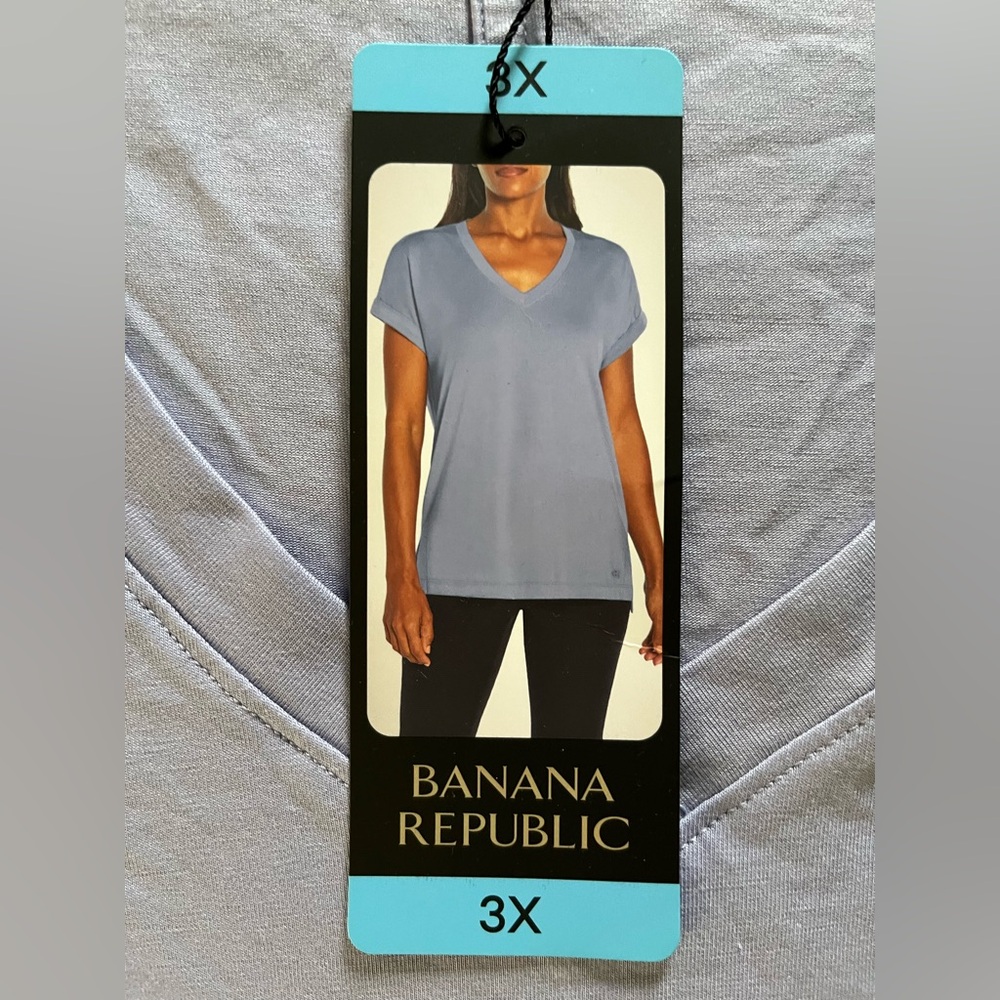 Banana Republic light periwinkle soft oversized V-neck tee top shirt 3X NWT
